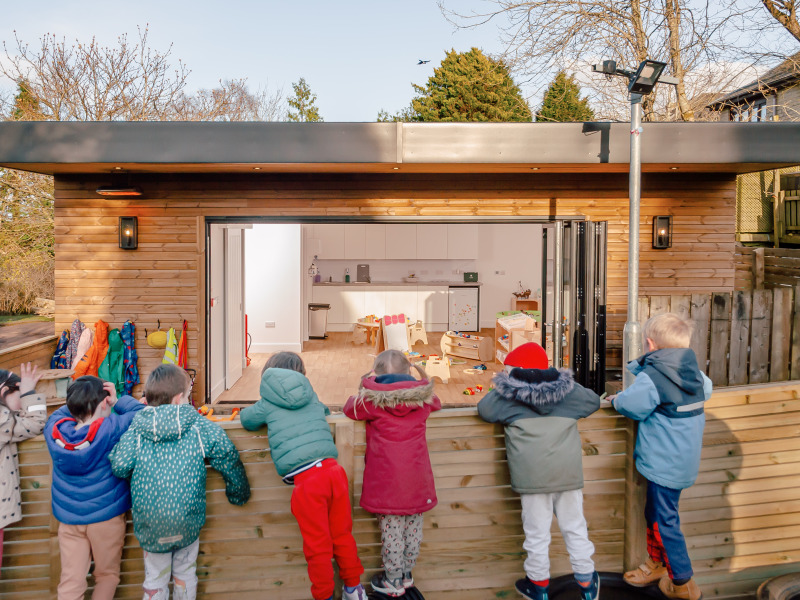Garden Classroom with children looking in