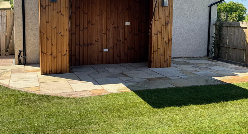 Outdoor Kitchen clad in Thermowood with hinged door