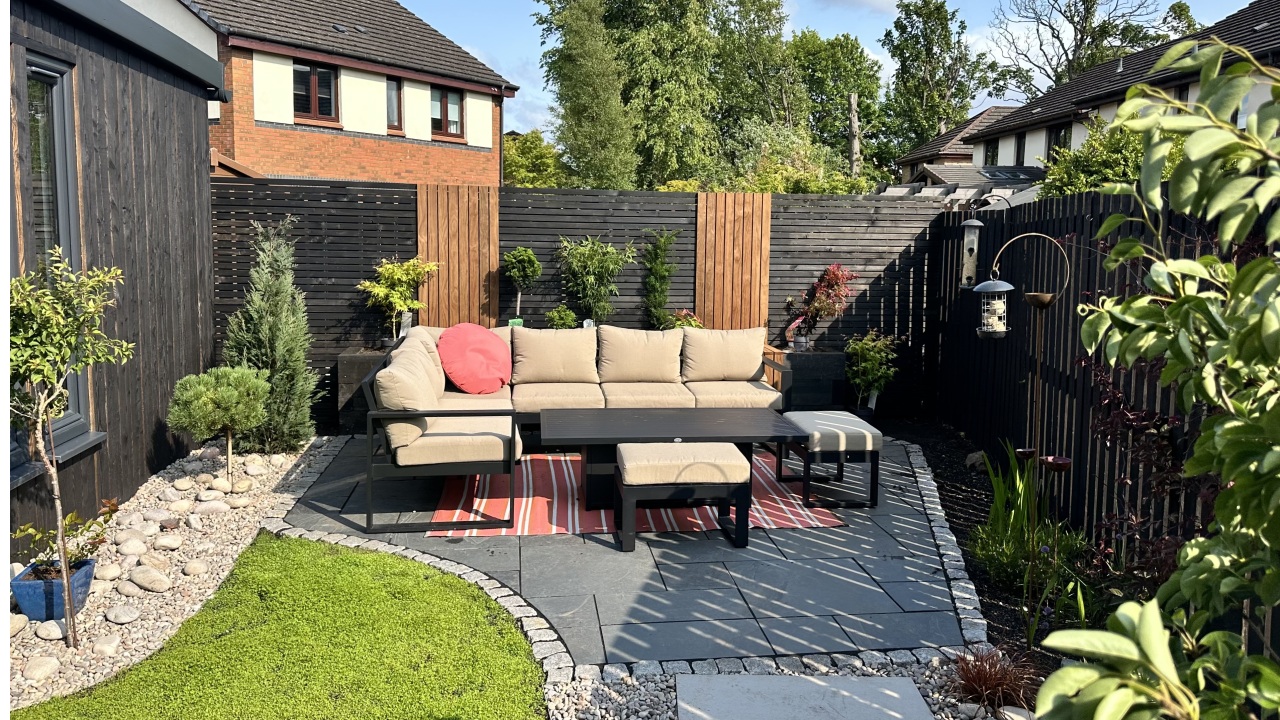 Garden landscaping with feature seating
